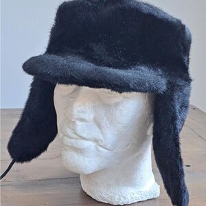 Black Fur Aviator Hat
